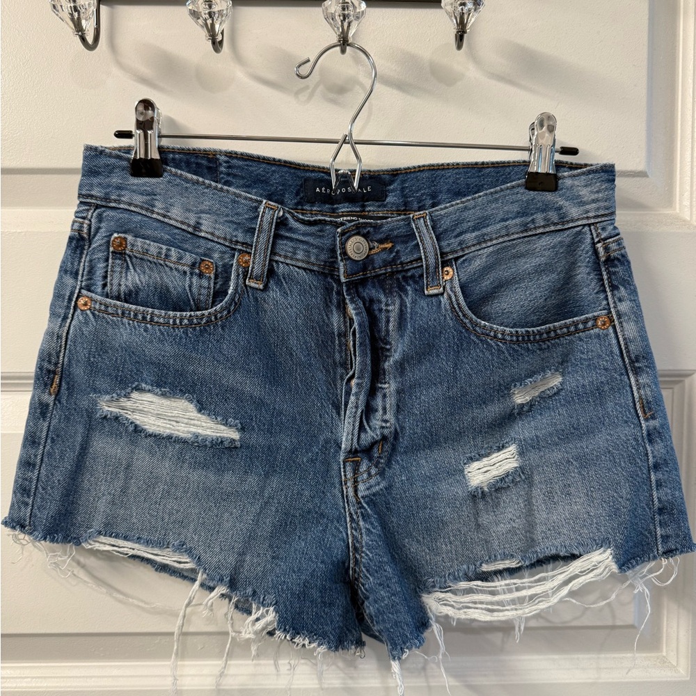 Blue Jean Shorts Distressed Raw Hem